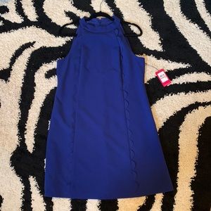 Royal blue Vince Camuto halter trapeze dress